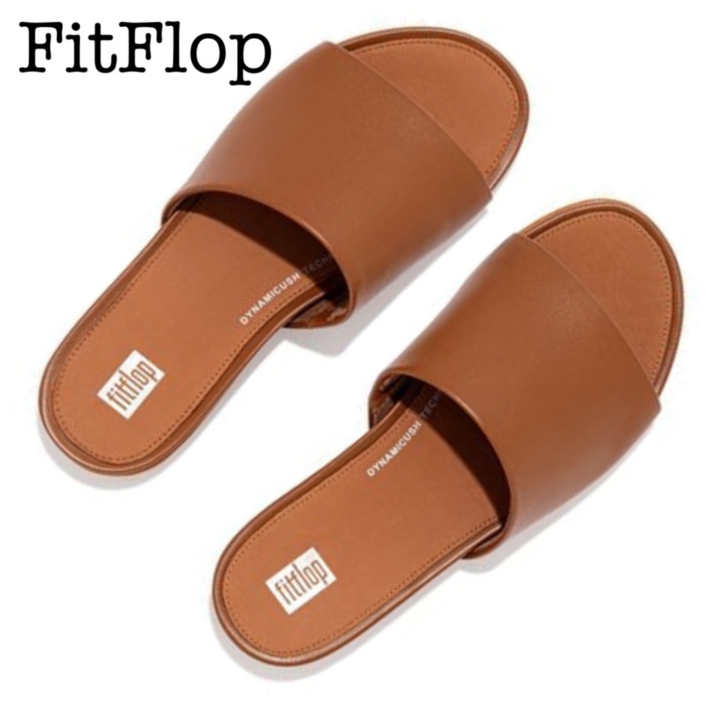 FitFlop Gracie Brown Leather Sandals Size 10